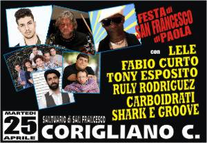 A Corigliano Calabro, per la Festa di San Francesco di Paola,   Studio54live, con Lele, Tony Esposito, Ruly Rodriguez Tacabro, Carboidrati, 
            Shark e Groove. Solo con Studio54network, la Radio dei grandi eventi e dei grandi successi!
            