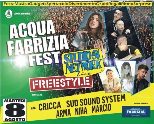 Con Acqua Fabrizia Fest   54Live, a Fabrizia, con Cricca e Sud Sound System