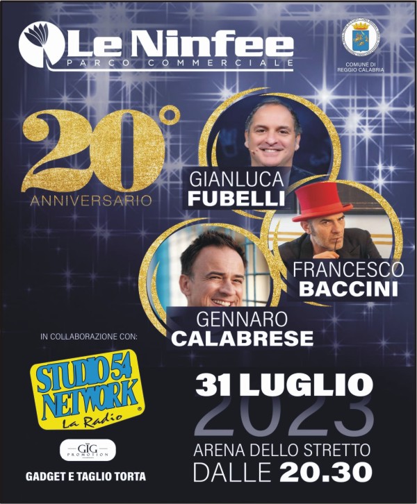 Buon Compleanno Centro Commerciale Le Ninfee, a Reggio Calabria, con il 54Live, nell'Arena dello Stretto